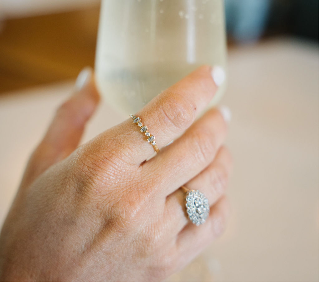 Baguette and Round Diamond Stacking Ring