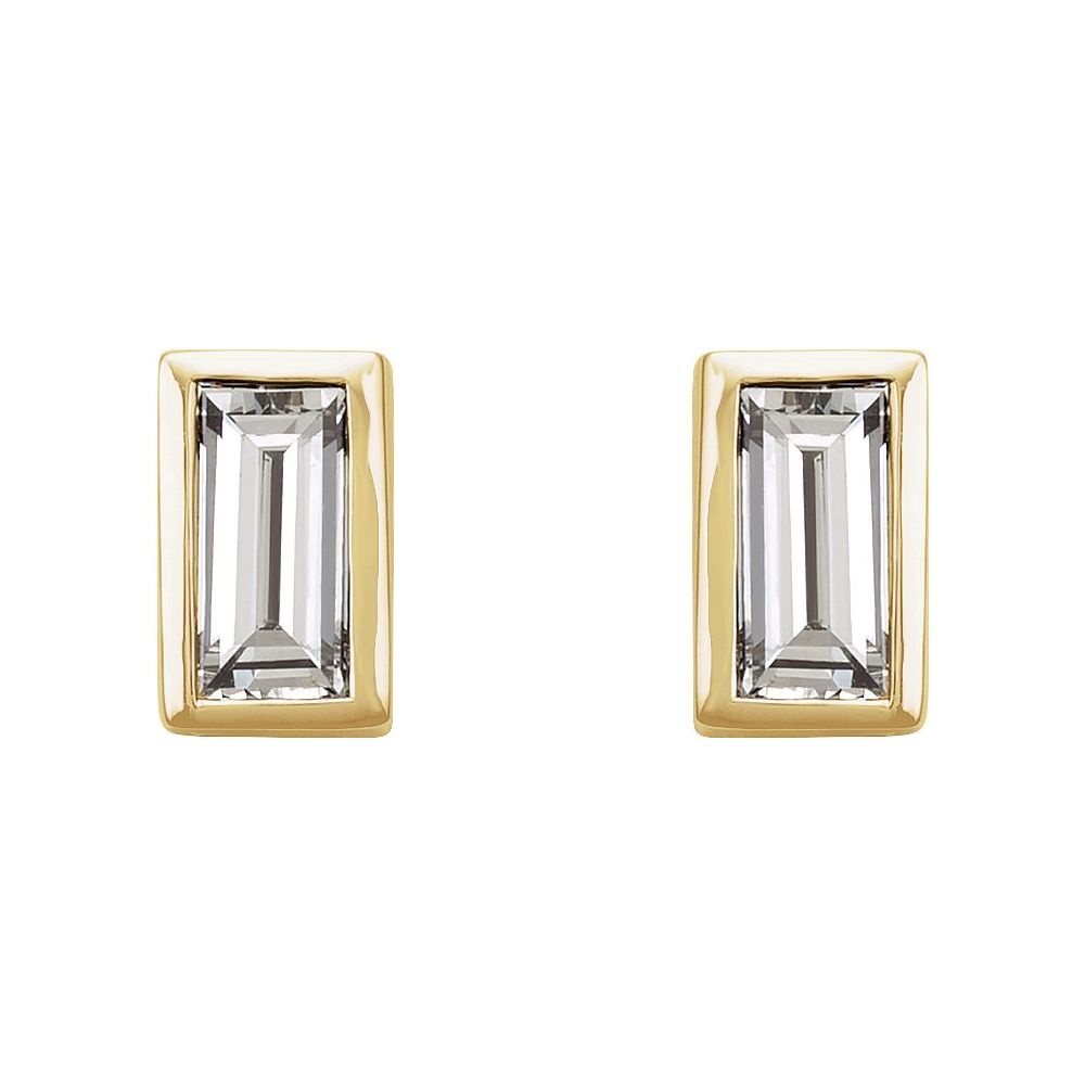 Micro Diamond Baguette Bezel Set Earrings