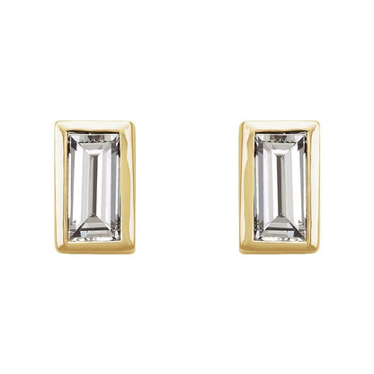 Micro Diamond Baguette Bezel Set Earrings