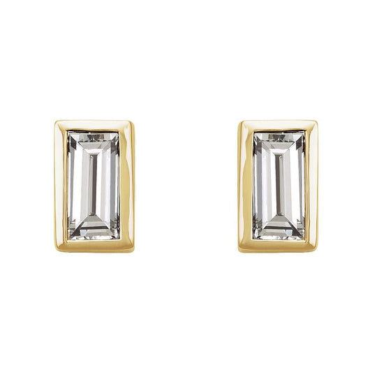 Micro Diamond Baguette Bezel Set Earrings