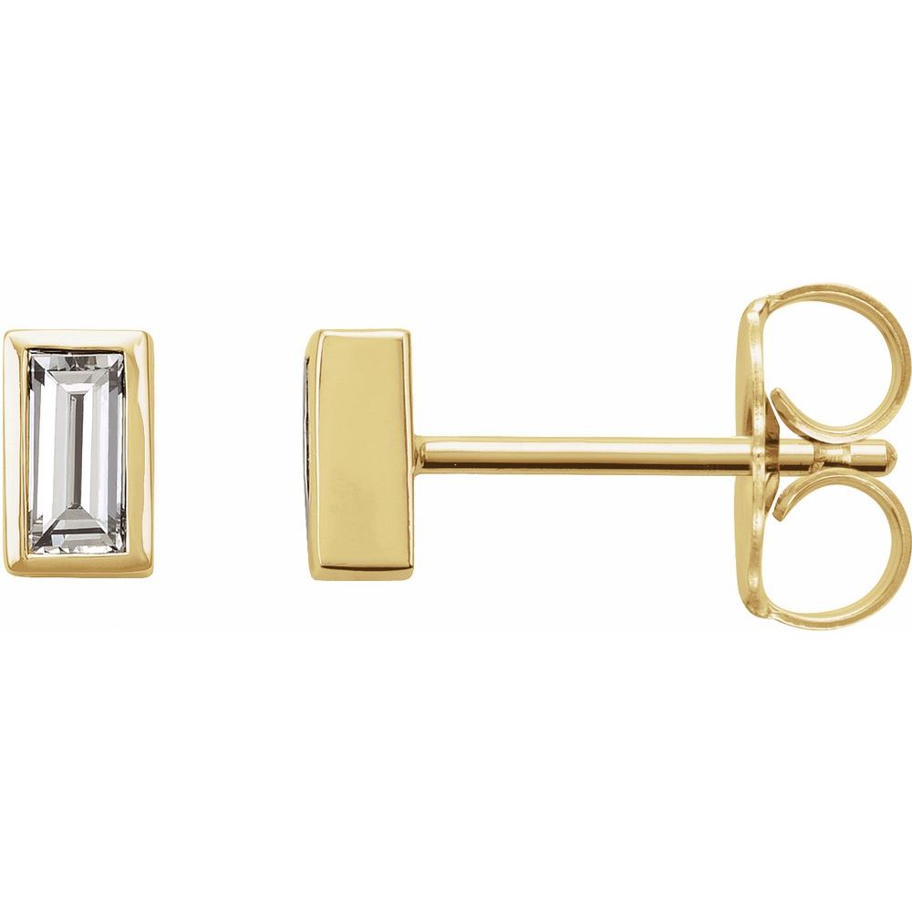 Micro Diamond Baguette Bezel Set Earrings