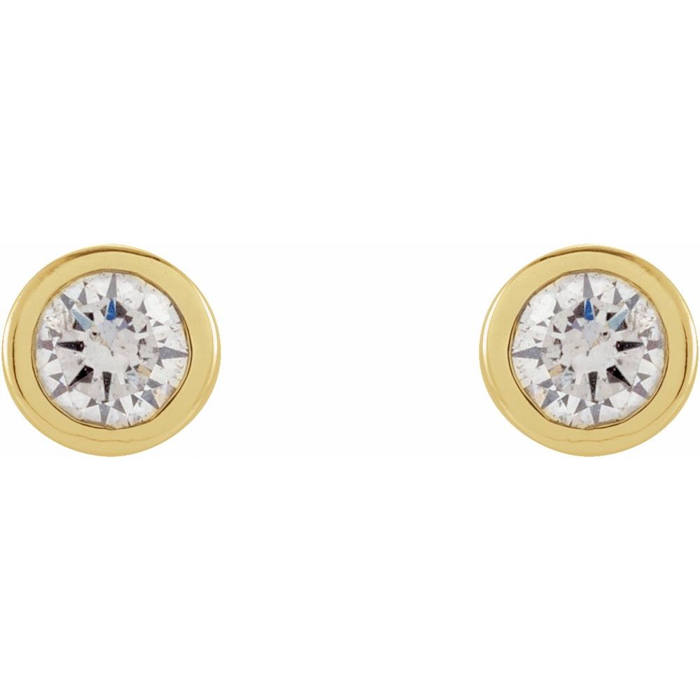 Micro Diamond Round Bezel Set Earrings