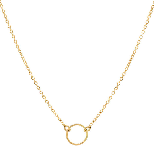 14k Solid Gold Dainty Circle Necklace