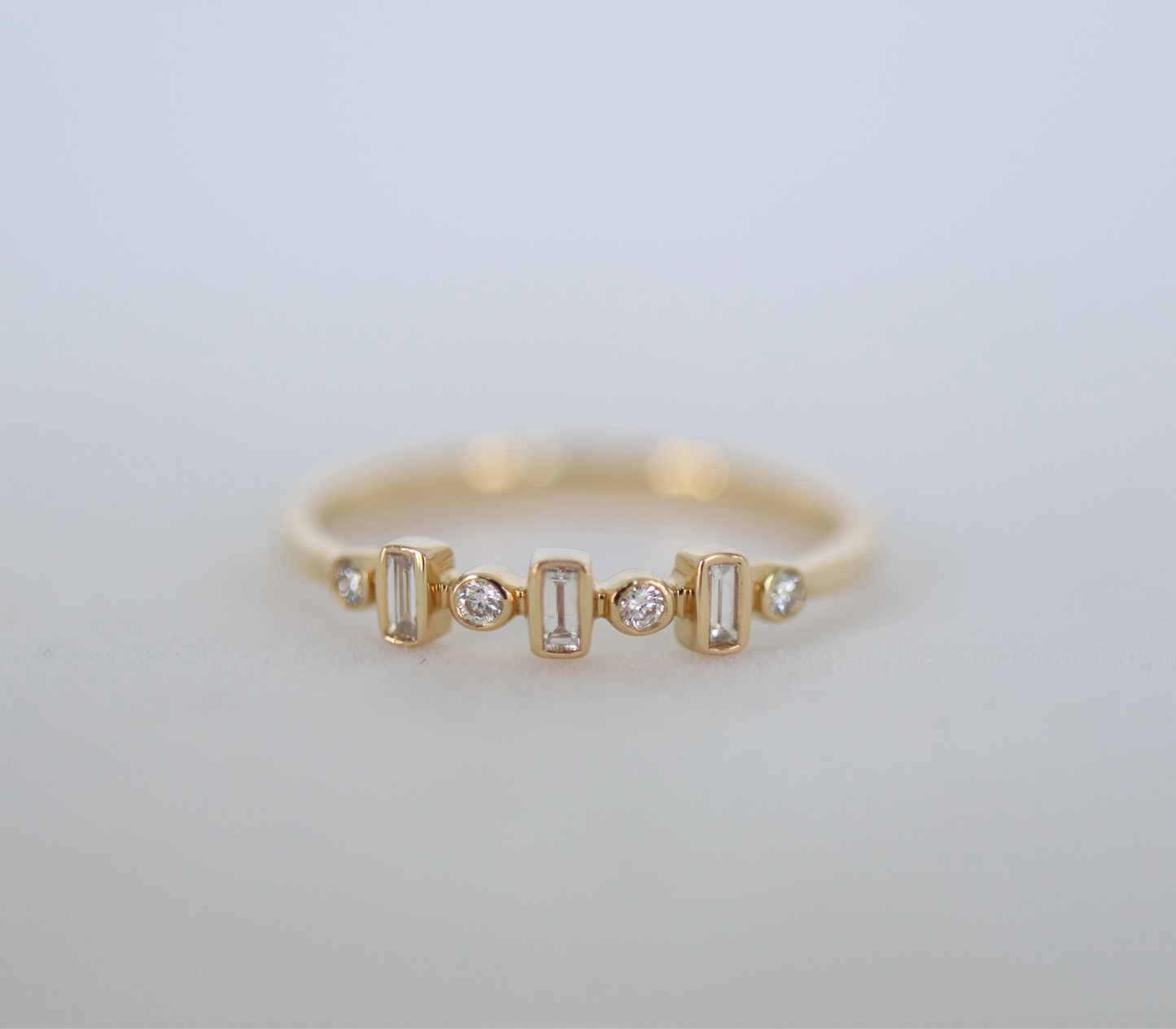 Baguette and Round Diamond Stacking Ring