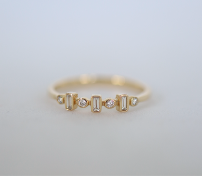 Baguette and Round Diamond Stacking Ring