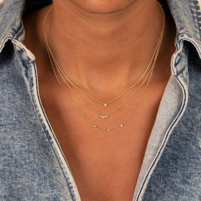 Graduated Diamond Curved Bar Necklace