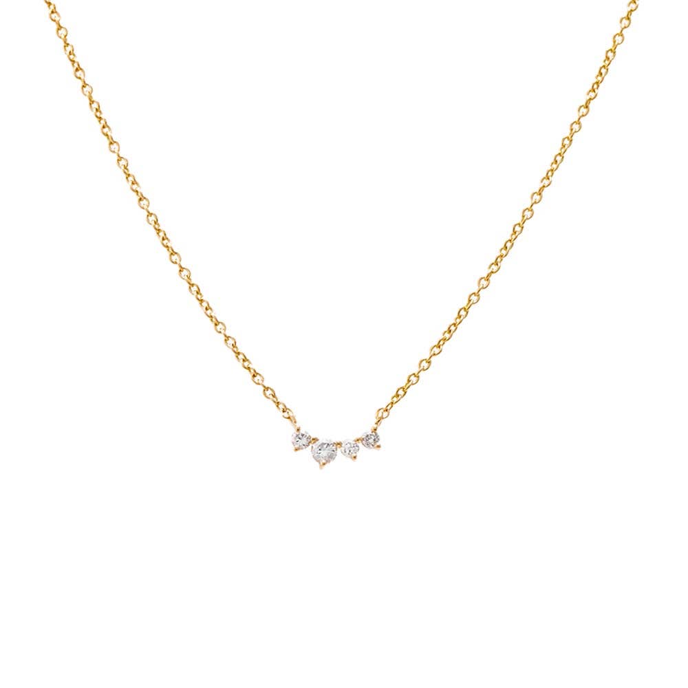 Graduated Diamond Curved Bar Necklace