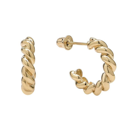 10k Solid Gold Croissant Huggie Studs