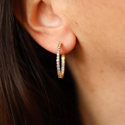 1.00 CTW Natural Diamond Hoop Earrings