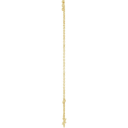 14K Yellow Gold Beaded Cross Bracelet