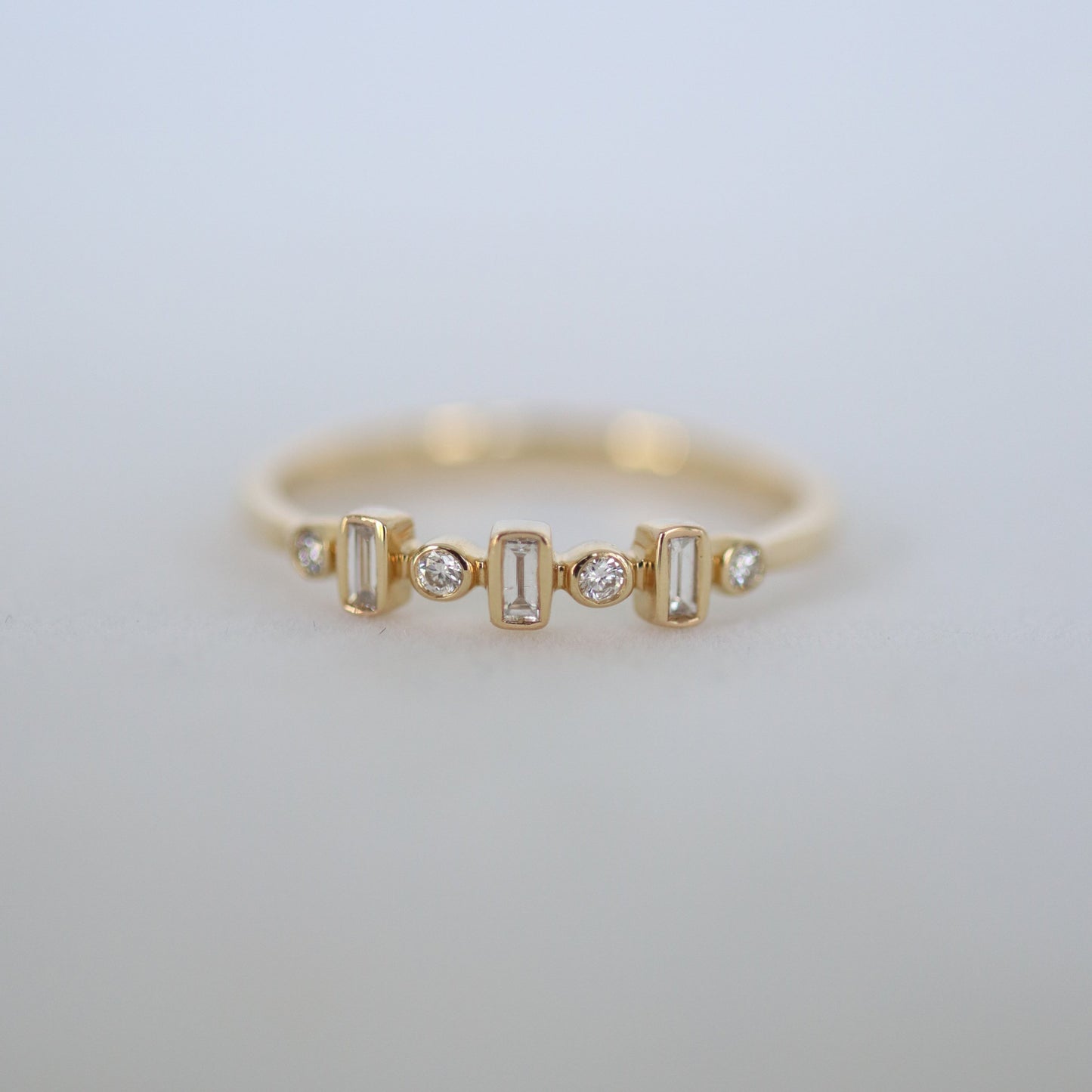 Baguette and Round Diamond Stacking Ring