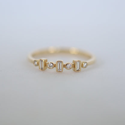 Baguette and Round Diamond Stacking Ring