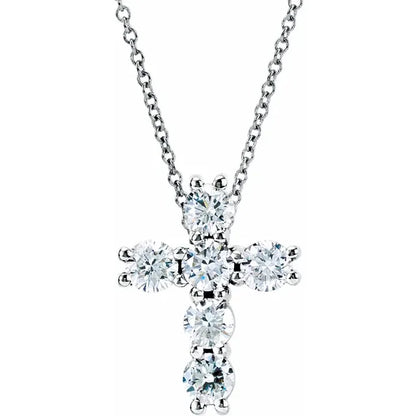 14K White Gold .5 CTW Natural Diamond Cross 18" Necklace