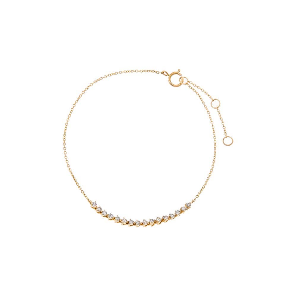 Diamond Mini Tennis Chain Bracelet 14K Yellow Gold