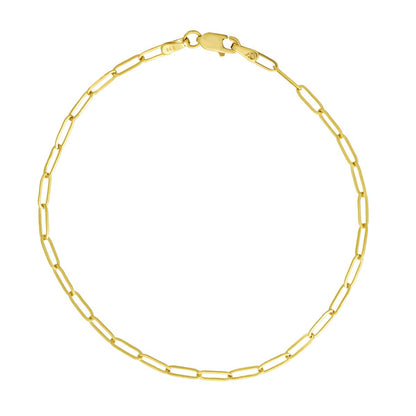 14k Solid Gold Paperclip Bracelet